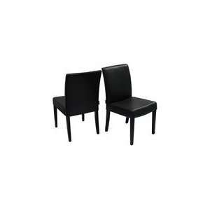   Mocca Bonded Leather Dining Side Chairs with Wood Legs