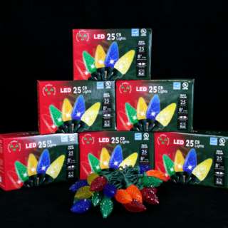   C9 Multi Colored LED Christmas Lights   25 bulbs, 4 spacing, 8 long