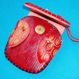 Handmade Genuine Cattle Leather Coin Change Purse Bag Wallet Owl