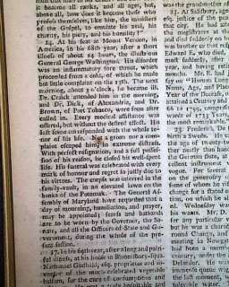 Historic GEORGE WASHINGTON Death 1st Rpt. 1800 Magazine  