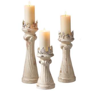 SET of 3 Crown Pillar Candle Holders NEW  