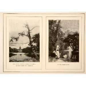  1909 Photolithograph Royal Castle Charlottenburg Garden 