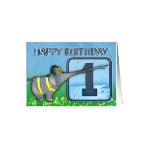  1st Birthday   Elephant Fireman Birthday Card Card Toys & Games
