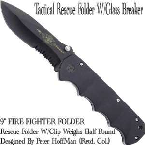  9 Fire Fighter Tactical Rescue Folding Knife (1/2 Lb. OF 