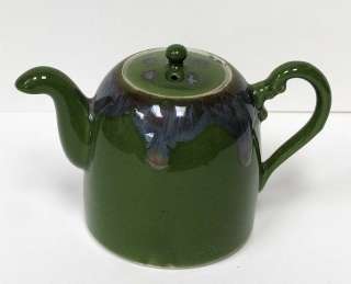 Vintage Porcelain Ceramic Art Pottery Tea Pot Mini Personal Green Drip 