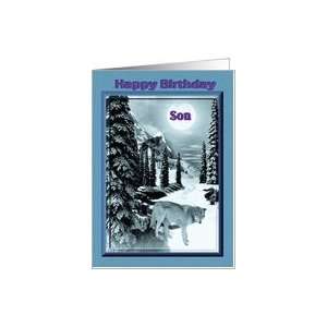   Happy Birthday / Son / Wolf in winter scene Card Toys & Games