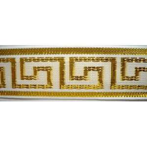  White and Metallic Gold Greek Key Ribbon Trim 1 Inch By 