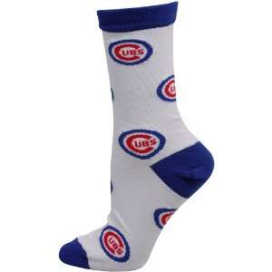  MLB Chicago Cubs Ladies White Allover Logo Tall Socks 