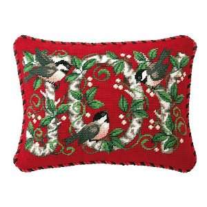  Gorgeous Winter Red Chickadees Joy Wool Needlepoint Throw 