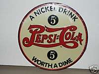 New  PEPSI COLA  Embossed CIRCLE SIGN Soft Drink  