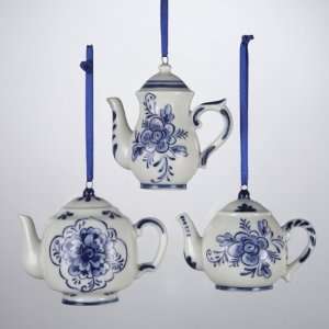  Club Pack of 12 Blue China Floral Motif Porcelain Teapot 