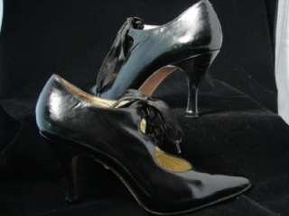   Valero Black Patent Leather Heel Shoe Tie Dance Shoe 5 Charity  