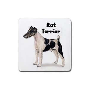  Rat Terrier Rubber Square Coaster (4 pack) Kitchen 