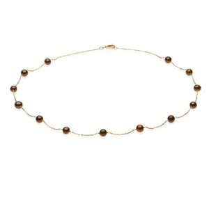  chocolate freshwater pearl station necklace Jewelry