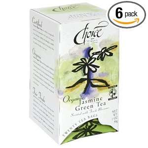 Choice Organic Jasmine Green Tea, 20 Count Box (Pack of 6)  