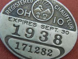   1937 1938 1939 1940 Set of 4 Ohio Chauffeurs License Badge Pin  