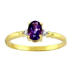  14k Solid Gold Ring with Natural Amethyst size 7.0 