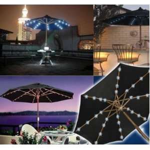  9 Solar Powered Outdoor Patio Umbrella with Hand Crank 