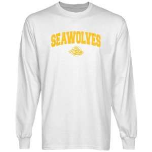  Alaska Seawolves White Logo Arch Long Sleeve T shirt 
