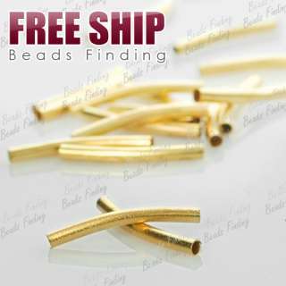 95pcs Free Ship Wholesale Cheaper 2x15mm Hot New Tube Brass Beads Gold 