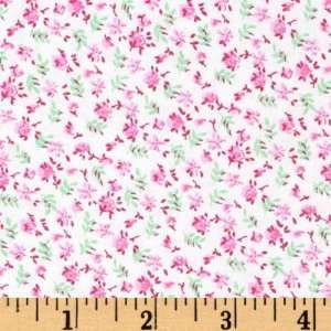  44 Wide Tearose Ditzy Pink/White Fabric By The Yard 