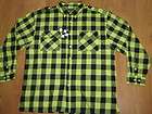 6XL Mens Buttondown Long Sleeve Shirt Lime & Black Chec