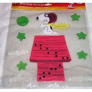 Peanuts Snoopy Flying Ace Pilot on Doghouse Jelz Window Clings 