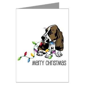 Basset Christmas Lights Greeting Cards Package of Pets Greeting Cards 