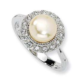 Cheryl M. Sterling CZ Pink Cultured Pearl Size 7 Ring  