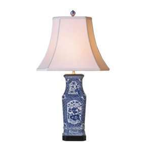  East Enterprises LPDBWN1012W White Floral Vase Table Lamp 