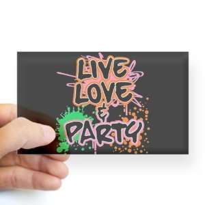  Sticker Clear (Rectangle) Live Love and Party (80s Decor 