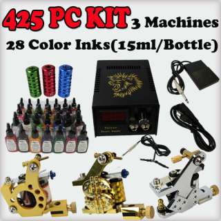 Complete Tattoo Kit 1 Machine 8 Ink Supply Needles  