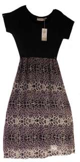 Leopard print long cotton/chiffon dress  