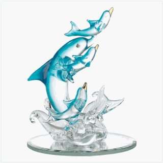  Spun Glass Dolphins Figurine
