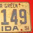 Vintage 1951 FLORIDA LICENSE PLATE Yellow Keep Florida Green Logo 