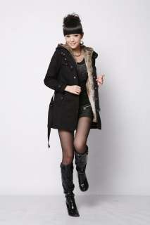 NEW Womens 2in1 Hooded Fur Winter Long Coat Outerwear  