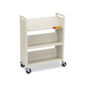  L330   Single Sided Slant Shelf Steel Book Cart, Three Shelves 