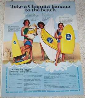 1978 ad Chiquita BANANA Summer Swim Boys girls PRINT AD  