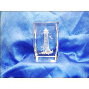  Laser Etched Lighthouse Faceted Crystal