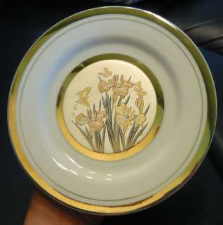 Beautiful Chokin Art Plate with Butterflies and Irises SIGNED and made 