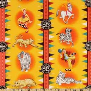   At The Circus Stripe Yellow Fabric By The Yard Arts, Crafts & Sewing