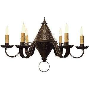 Vintage Lighting. Small Pierced Double Cone Tin Chandelier With 