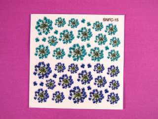 Glitter Gel Nail Art Flower Sticker Floral Decals S3  