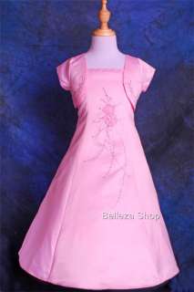 pink flower girl wedding party pageant dress sise 11 12 p31