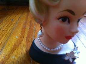 Vintage Lady Napco Head Vase Napcoware Pearl Necklace Earrings  