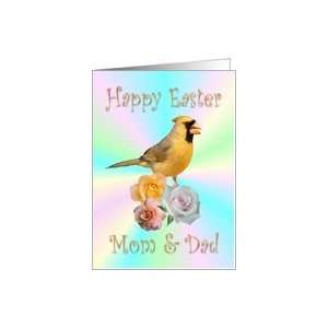  Mom & Dad Happy Easter Cardinal Roses Card Health 
