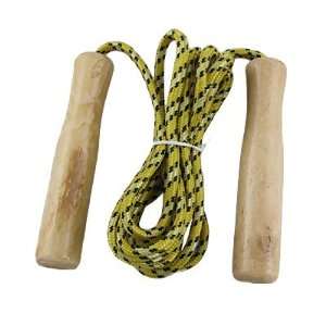   Wooden Handle Jump Skipping Rope Yellow Black