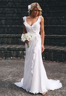 Chiffon Beach Wedding Dress Bridal Gown Size*Custom  