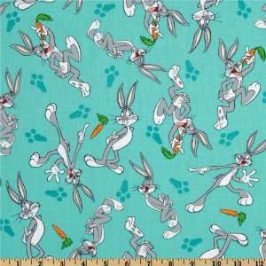   Loony Tunes Bugs Bunny Aqua Fabric By The Yard Arts, Crafts & Sewing