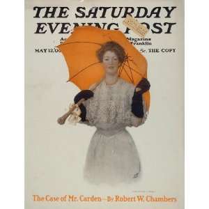  1906 Sarah Stilwell Weber SEP Post Cover Woman Umbrella 